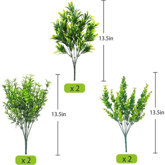 6 Bundles Artificial Greenery Stems Mixed Fake Plants Eucalyptus Chrysanthemum - Picture 2 of 7